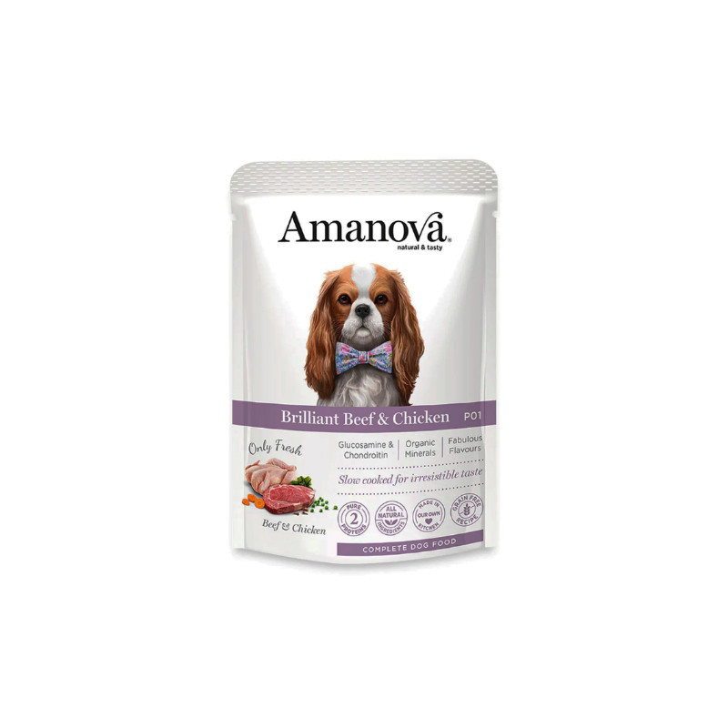 AMANOVA SAQ. WET DOG VACA/FRANGO 12 x 100G